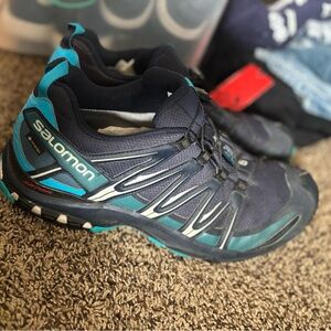 Salomon Navy and Teal Trail Running Shoes